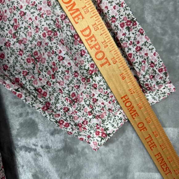 Rose + Olive Top Womens 1X Boho Peasant Tunic Floral 3/4 Sleeve Smocked Buttons - Picture 9 of 12